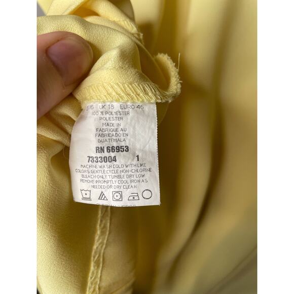 Vintage 90s Women's 16 Yellow Joan Leslie Flowy Button Up Blouse - Picture 7 of 7